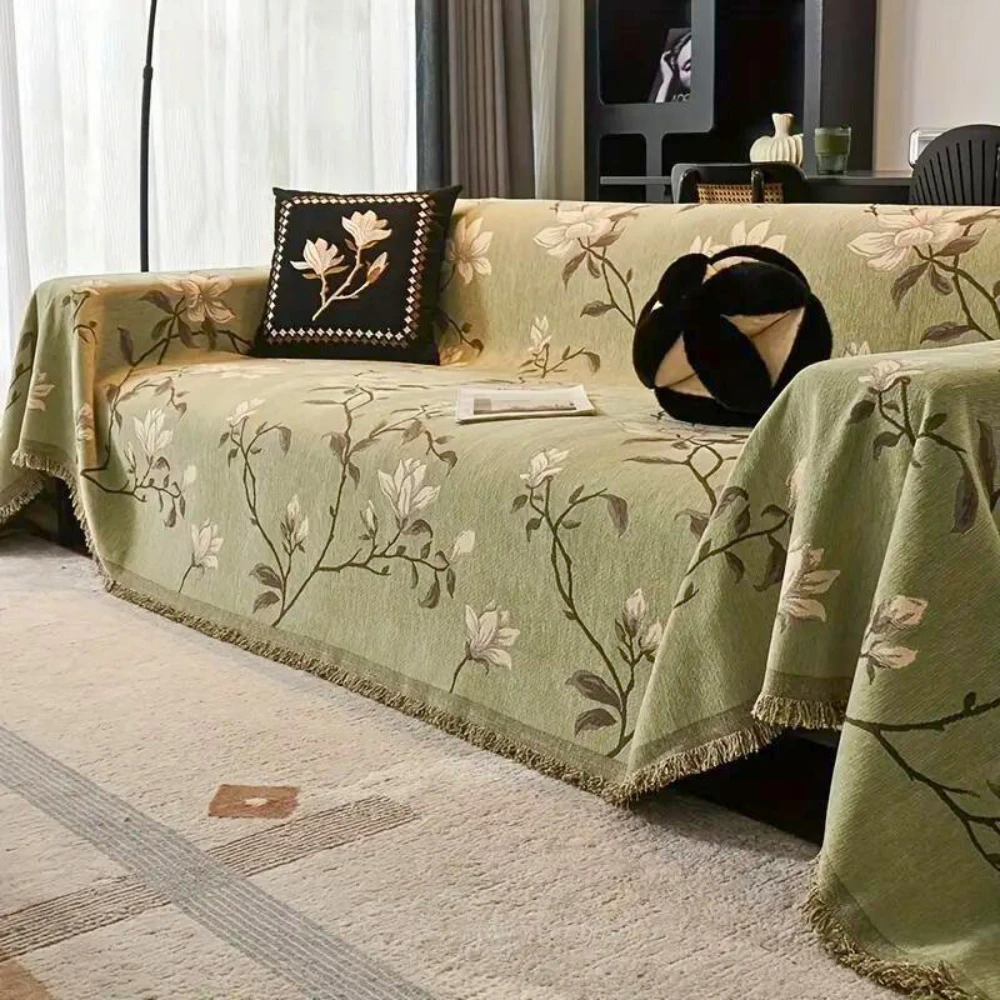 Vintage Floral Chenille Sofa Cover by Casa & Beyond