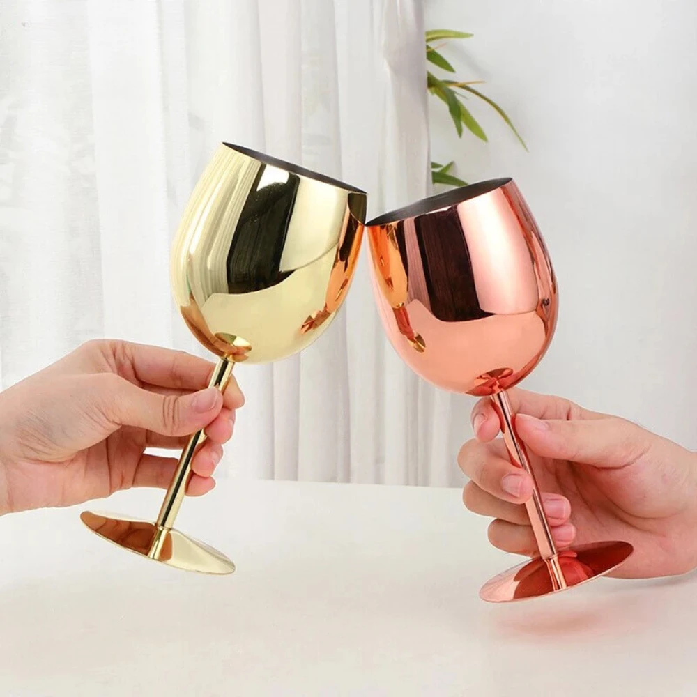 Lustrous Stainless Steel Wine Glass by Casa & Beyond