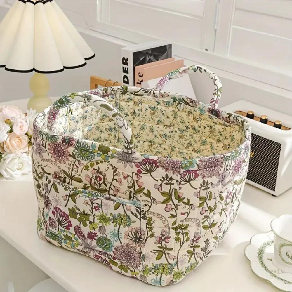 Delicate Floral Canvas Storage Basket by Casa & Beyond