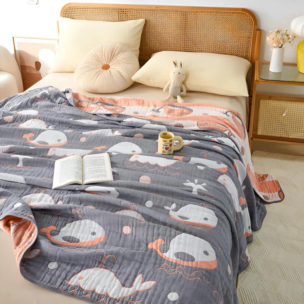 Ocean Dreams Whale Cotton Blanket by Casa & Beyond