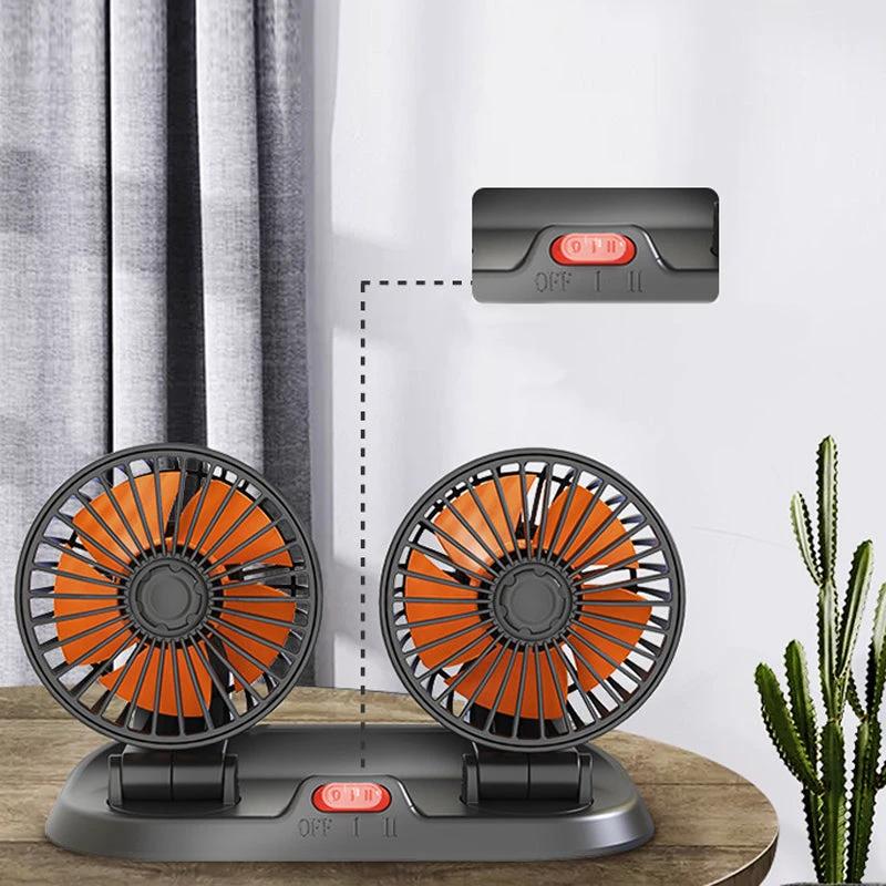 Mini swivel fan with double head for the car by Bowlift