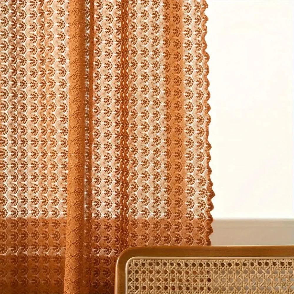 Amber Glow Boho Crochet Curtain by Casa & Beyond