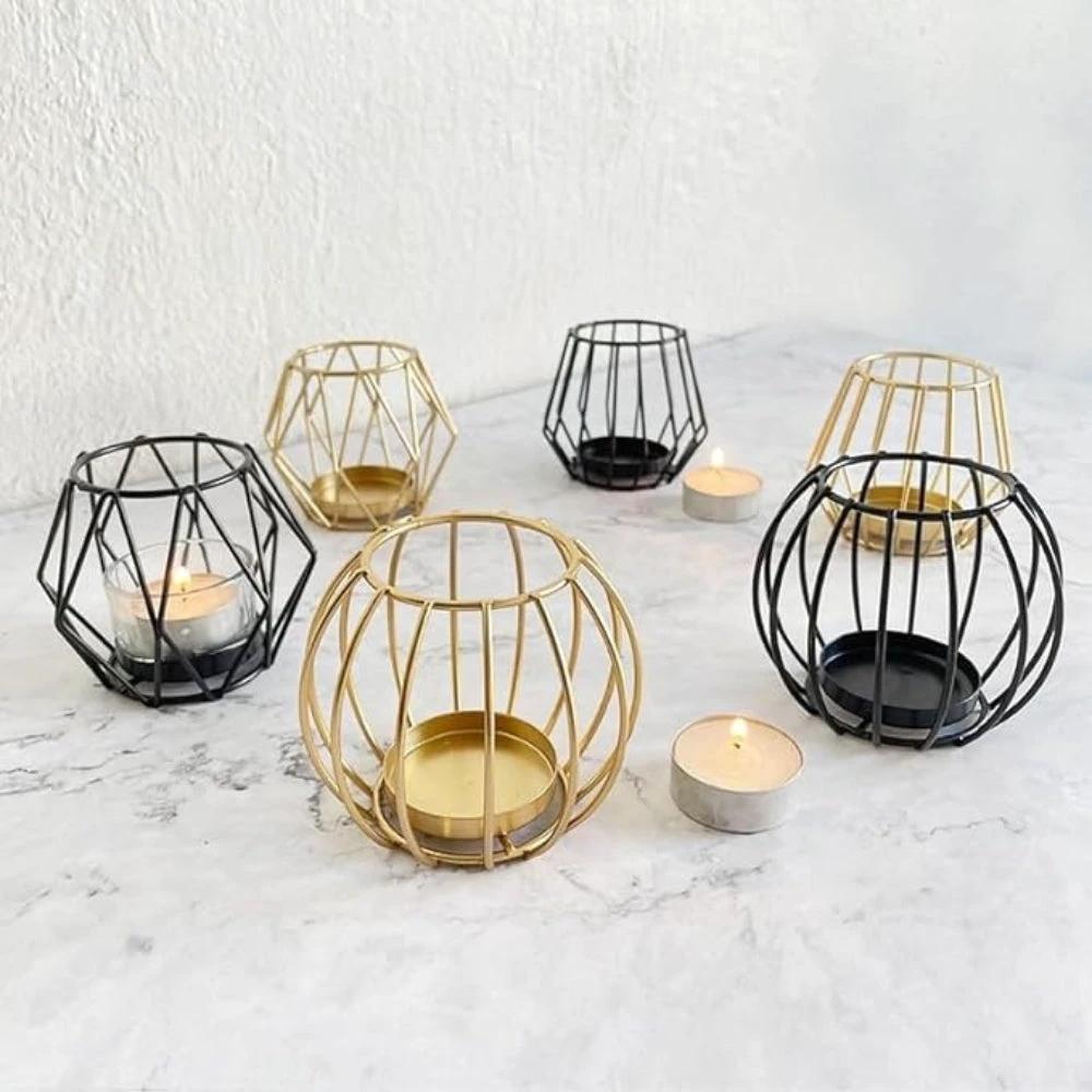 Wireframe Sleek Iron Candle Holder by Casa & Beyond