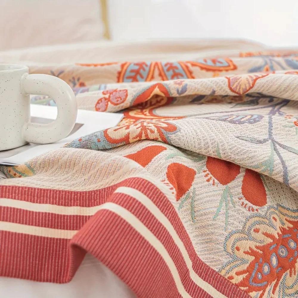 Vineyard Blossom Reversible Cotton Blanket by Casa & Beyond