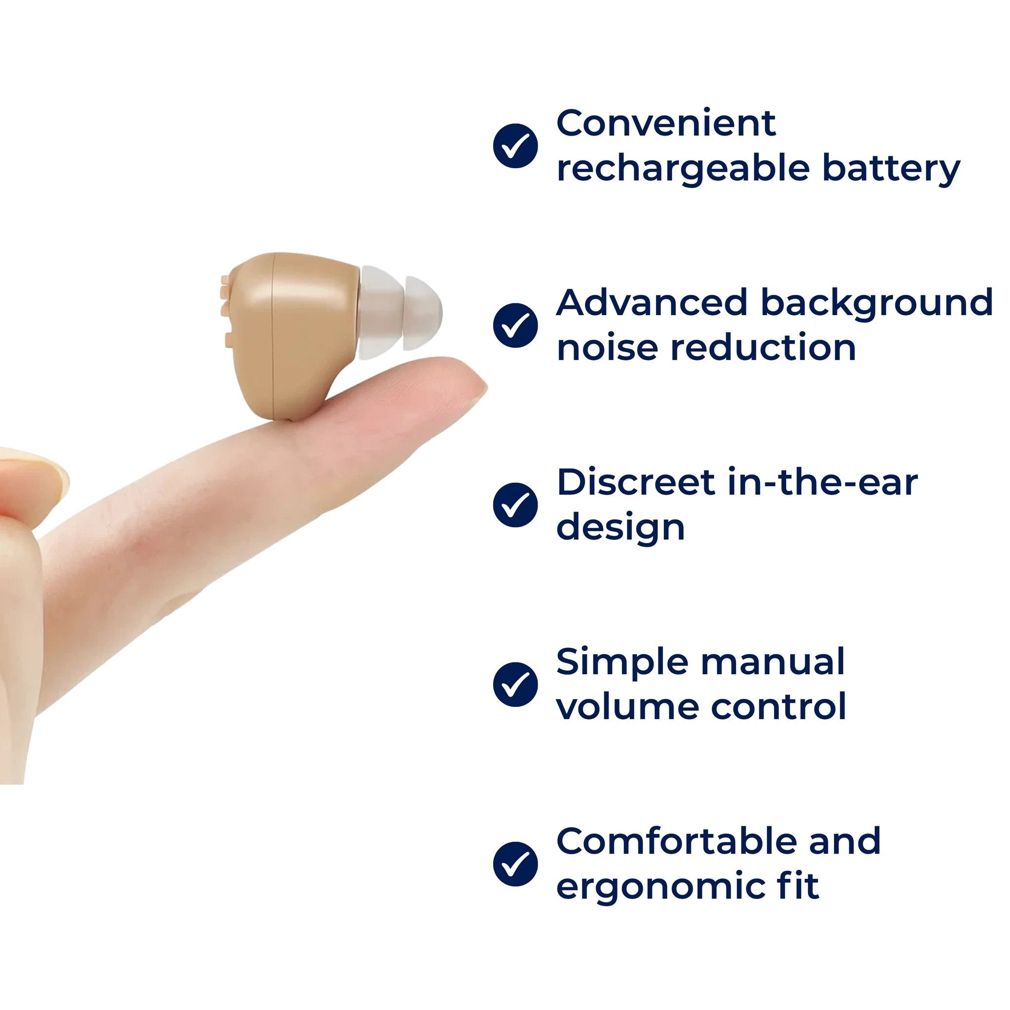 ClearHear | Rechargeable ITE Hearing Amplifier – Noise‑Reduction – Ergonomic In‑Ear Fit – Clearer Speech for Seniors in Daily Use Bowlift by Bowlift
