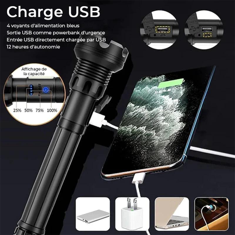 Tactical rechargeable laser LED flashlight by Bowlift