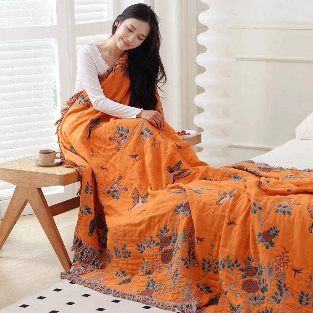 Ornate Multi-Layer Cotton Blanket by Casa & Beyond