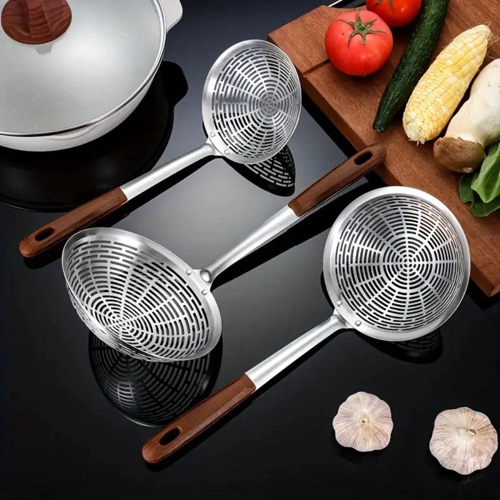 Stainless Steel Wooden Strainer Ladle by Casa & Beyond