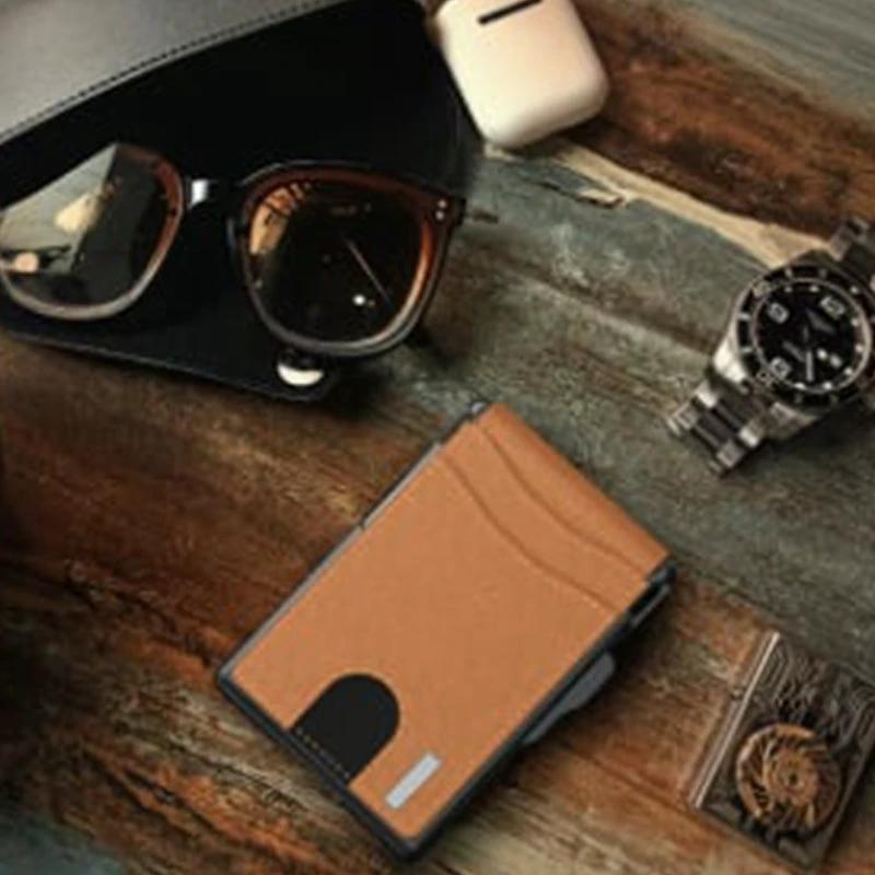 Men's Business Style PU Leather Card Slots for AirTag by BowLift