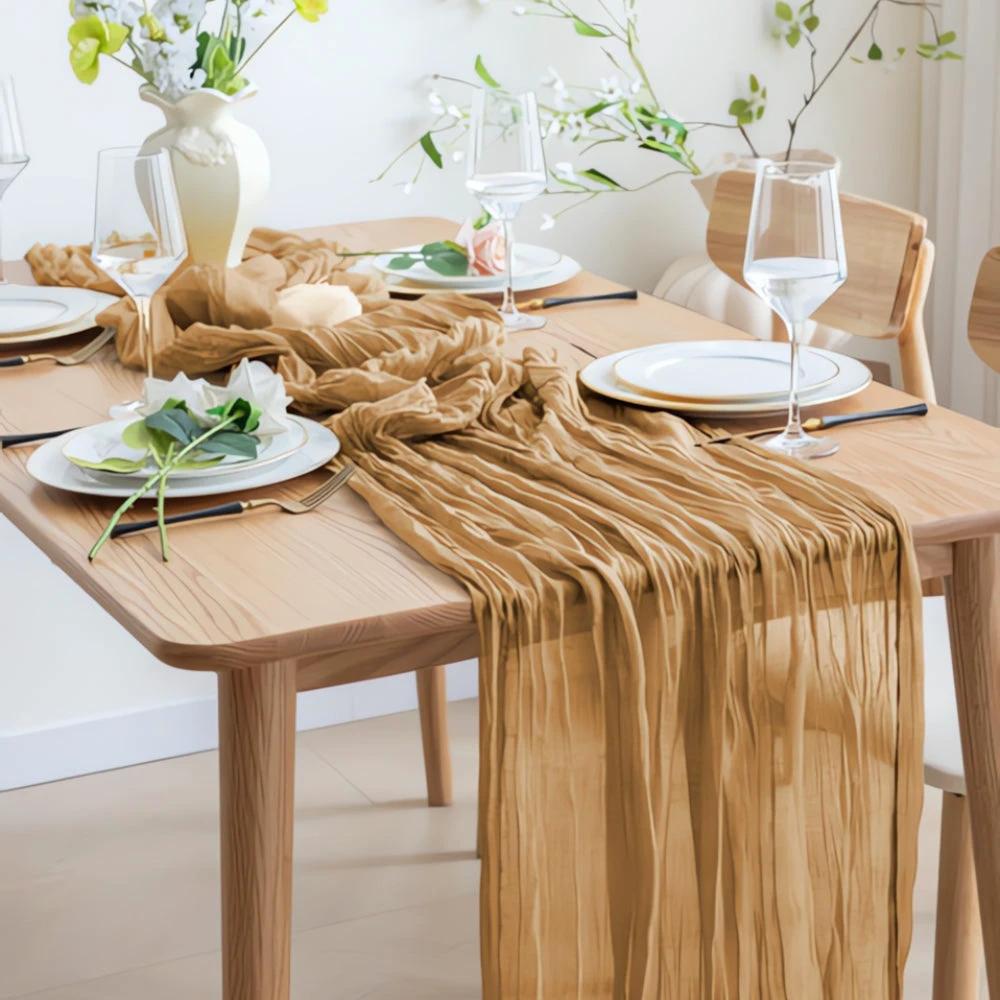 Cheesecloth Flowy Table Runner | 10 Pcs Set by Casa & Beyond