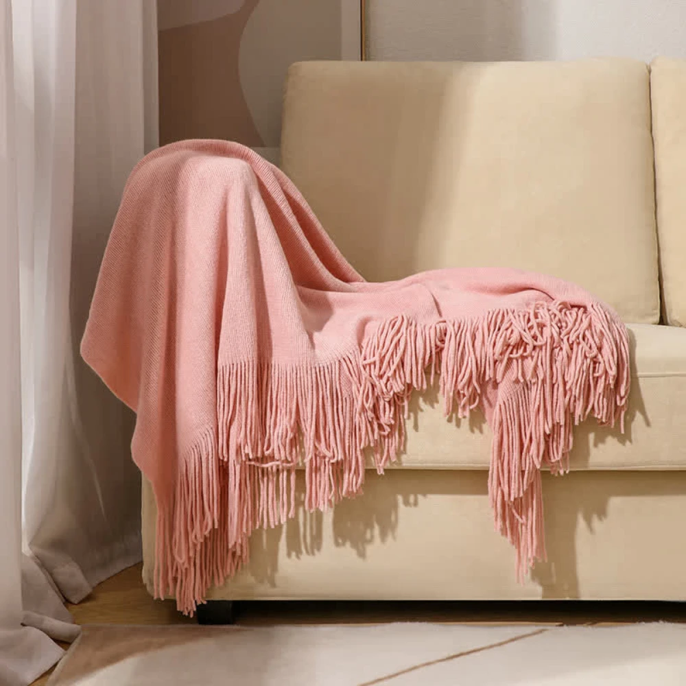 Chunky Knit Tassel Blanket by Casa & Beyond