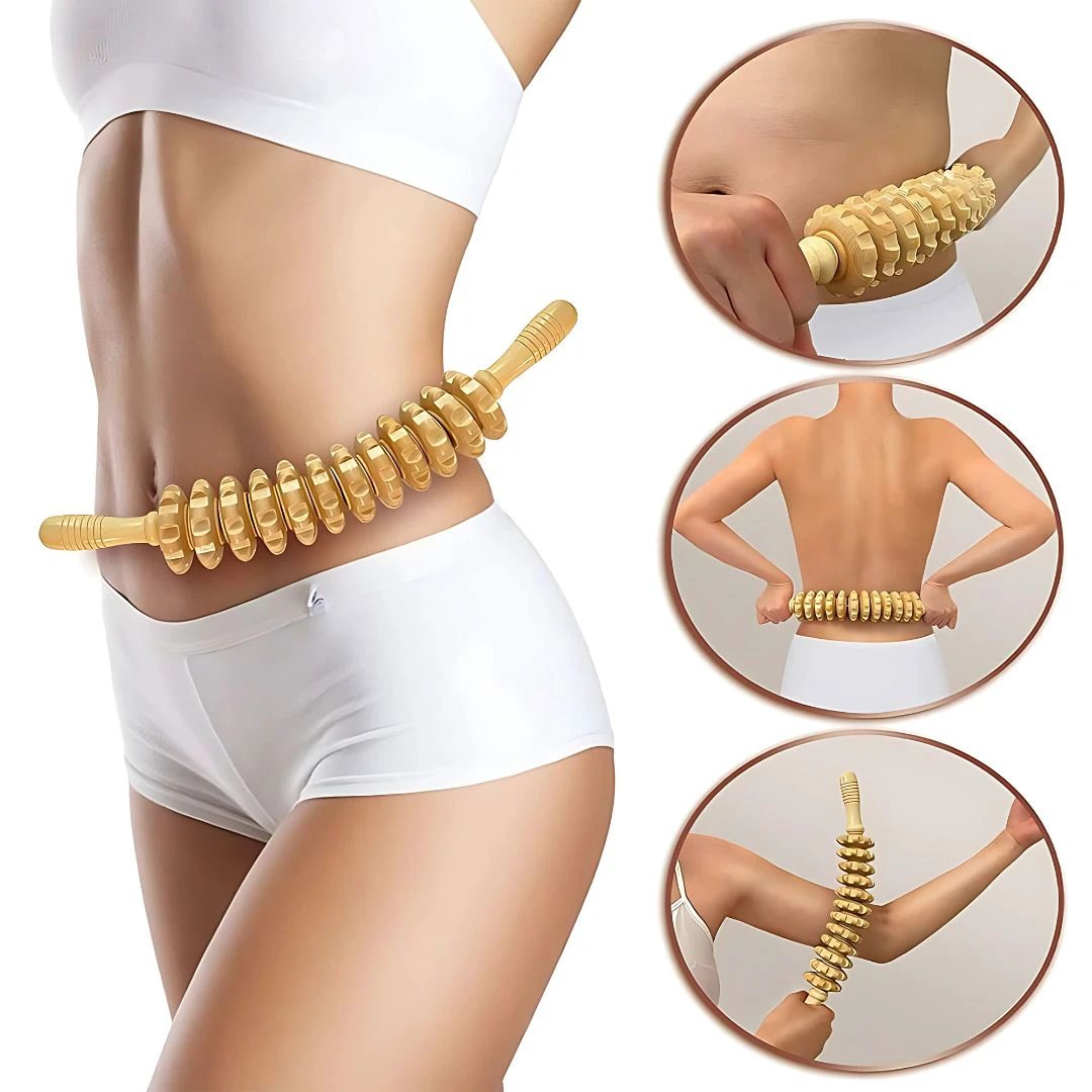 De-Puffing Anti-Cellulite Wood Massager – Skin Smoothing Pain Relief – Home Body Sculpting Tool Bowlift by Bowlift