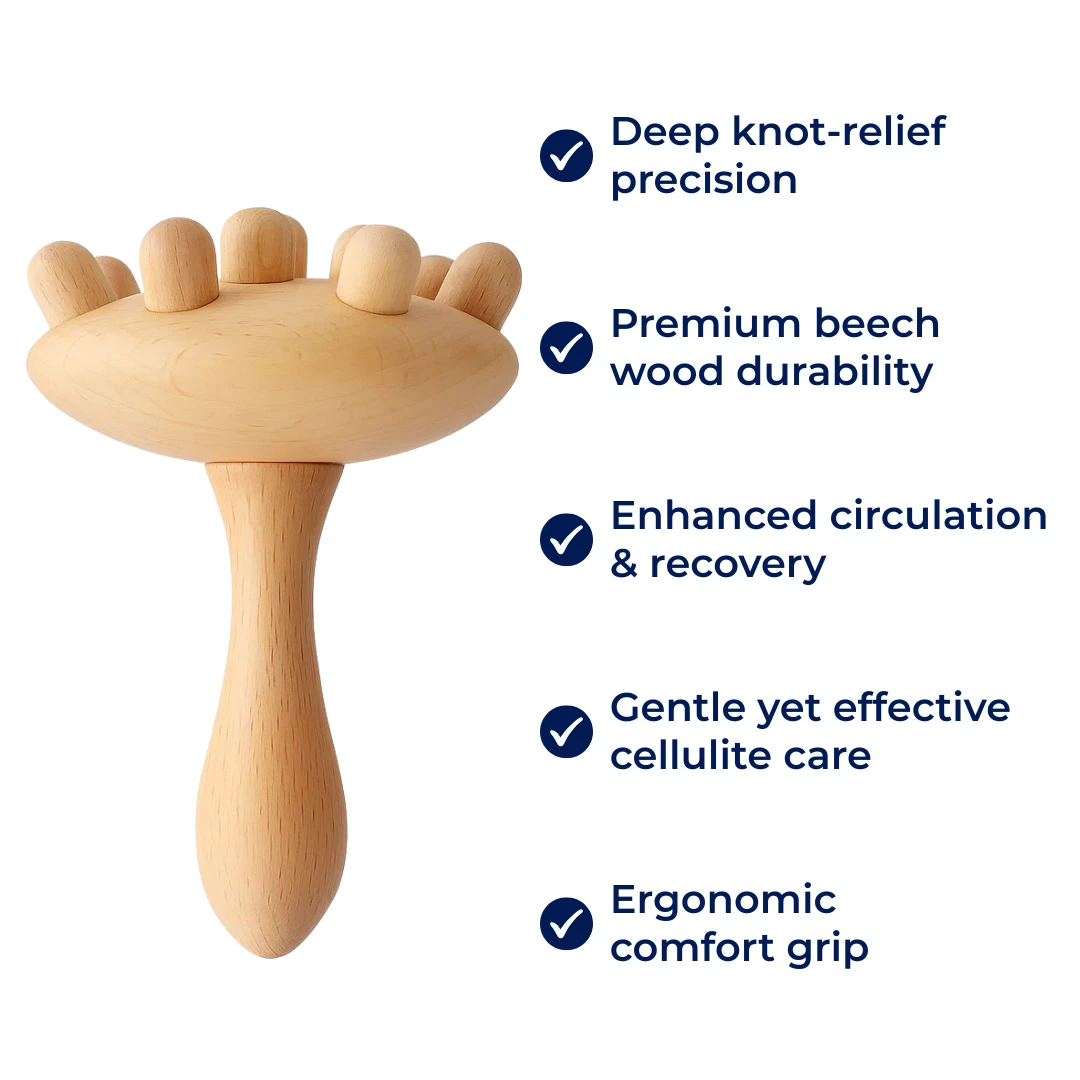 Knot-Relief Booster – Durable Beech Wood – Improves Circulation – Gentle Cellulite Care – Home Relaxation Bowlift by Bowlift