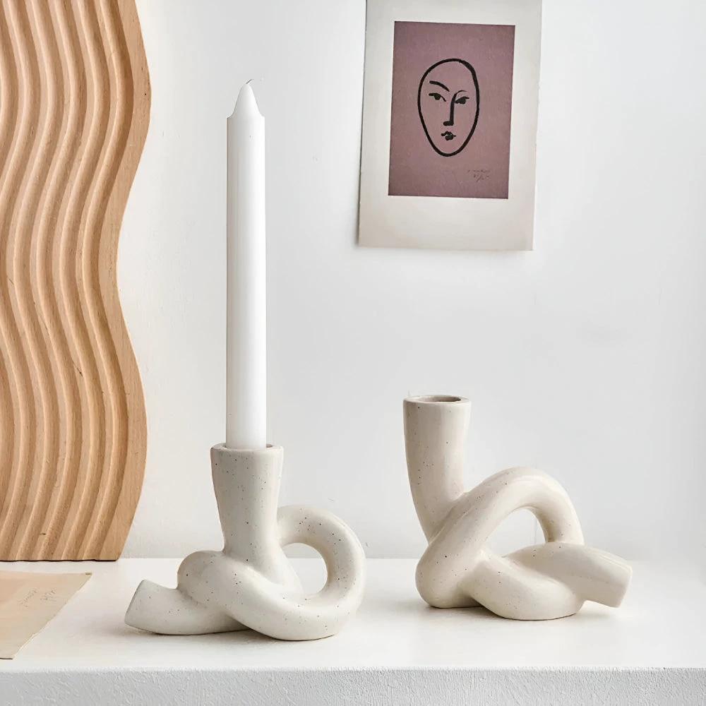 Knot Ceramic Candle Holder by Casa & Beyond