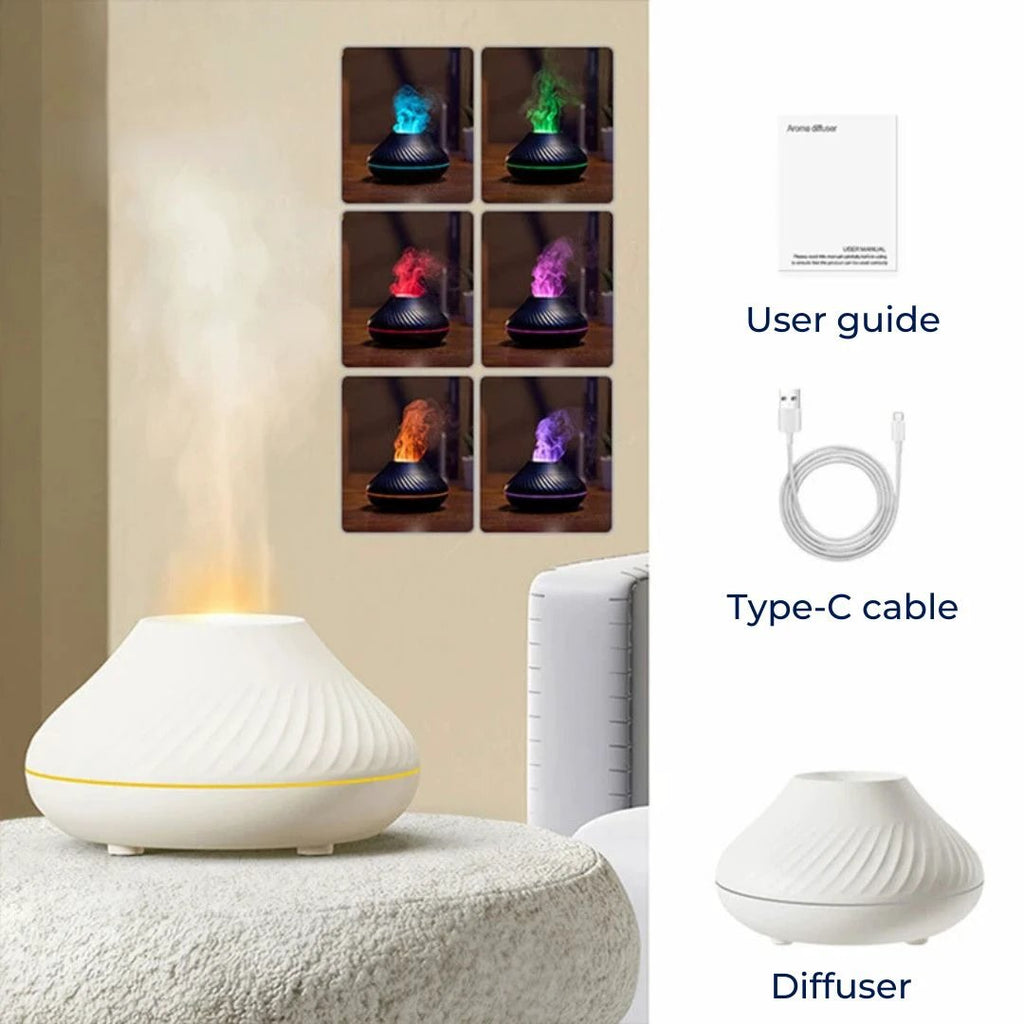 FlameGlow Air Humidifier Aromatherapy Diffuser | Adds Moisture - Relieves Dry Air - Helps to Relax - Quiet Diffuser for Home or Office Bowlift by Bowlift