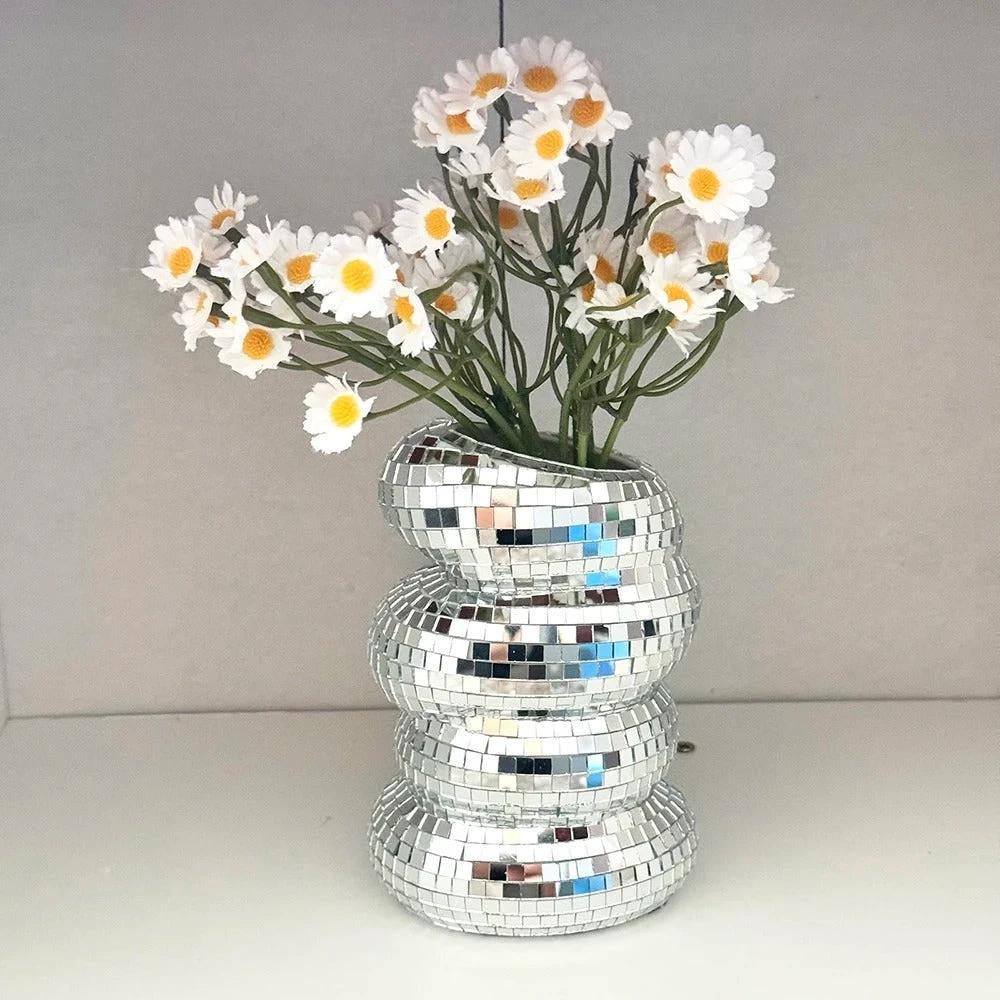 Mirror-clad disco vase with retro charm and modern flair Bowlift by Bowlift