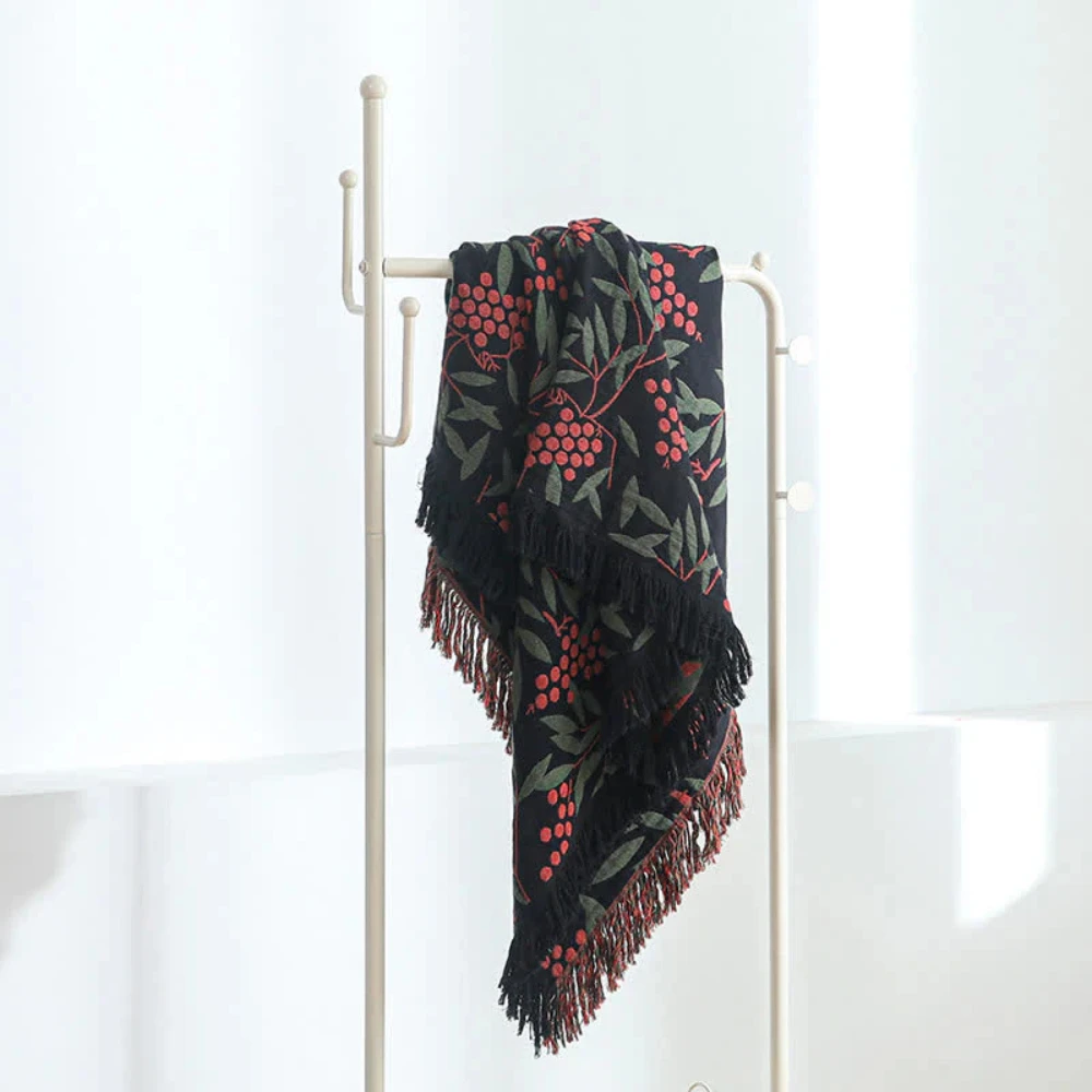 Vibrant Begonia Fruit Tassel Blanket by Casa & Beyond