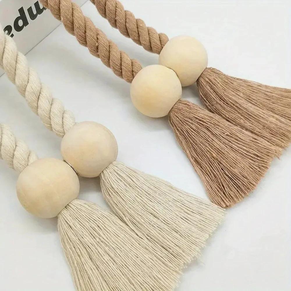 Wooden Bead Tassel Curtain Tie Back | 2Pcs Set by Casa & Beyond