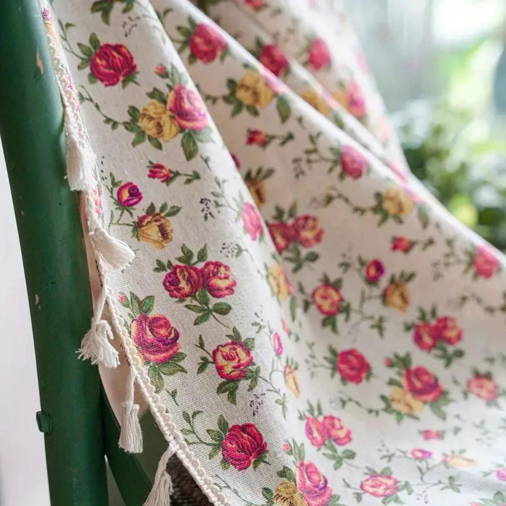 Floral Tasseled Soft Cotton Curtain by Casa & Beyond