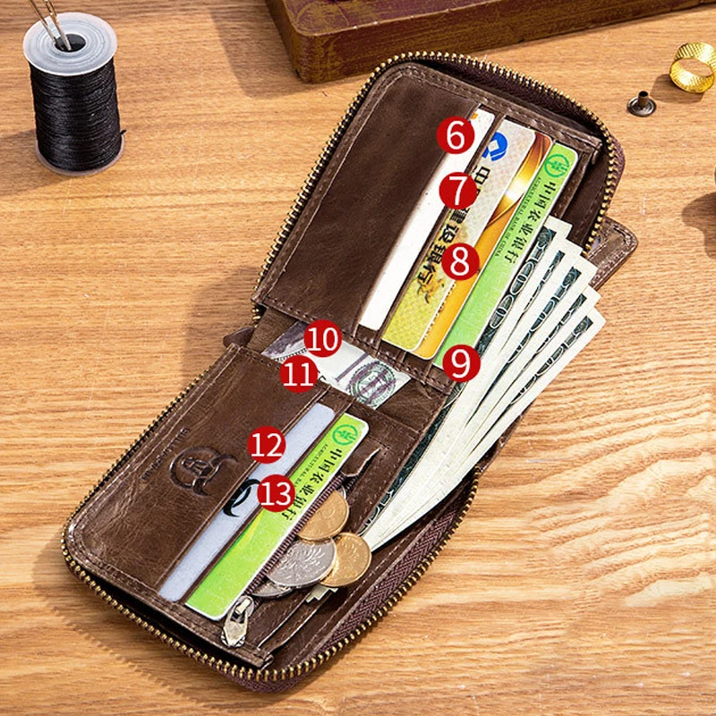 Multifunctional Anti-RFID Leather Wallet by Bowlift