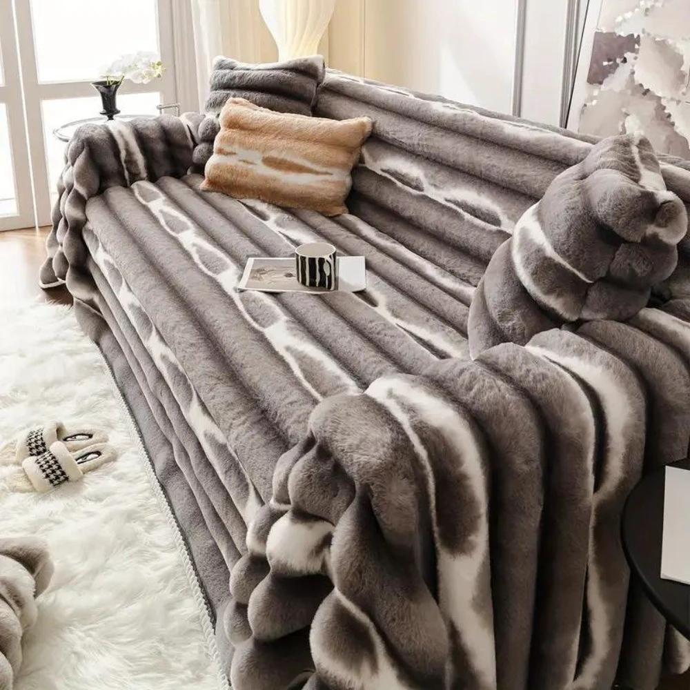 Velvet Faux Fur Sofa Cover by Casa & Beyond