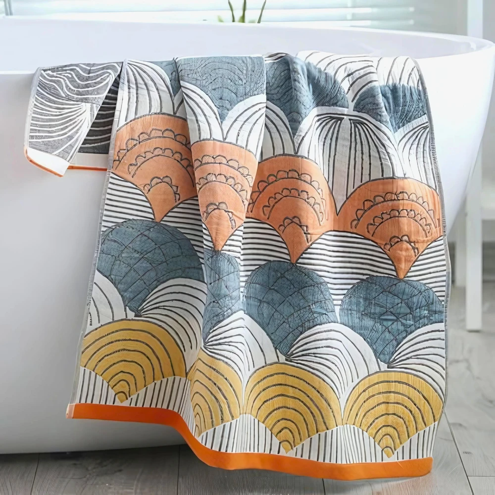 Shell Print Jacquard Cotton Bath Towel by Casa & Beyond
