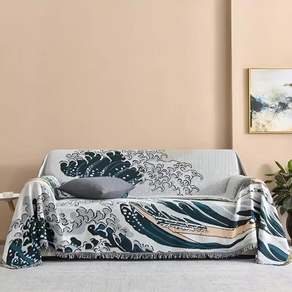 Classic Great Wave Throw Blanket by Casa & Beyond