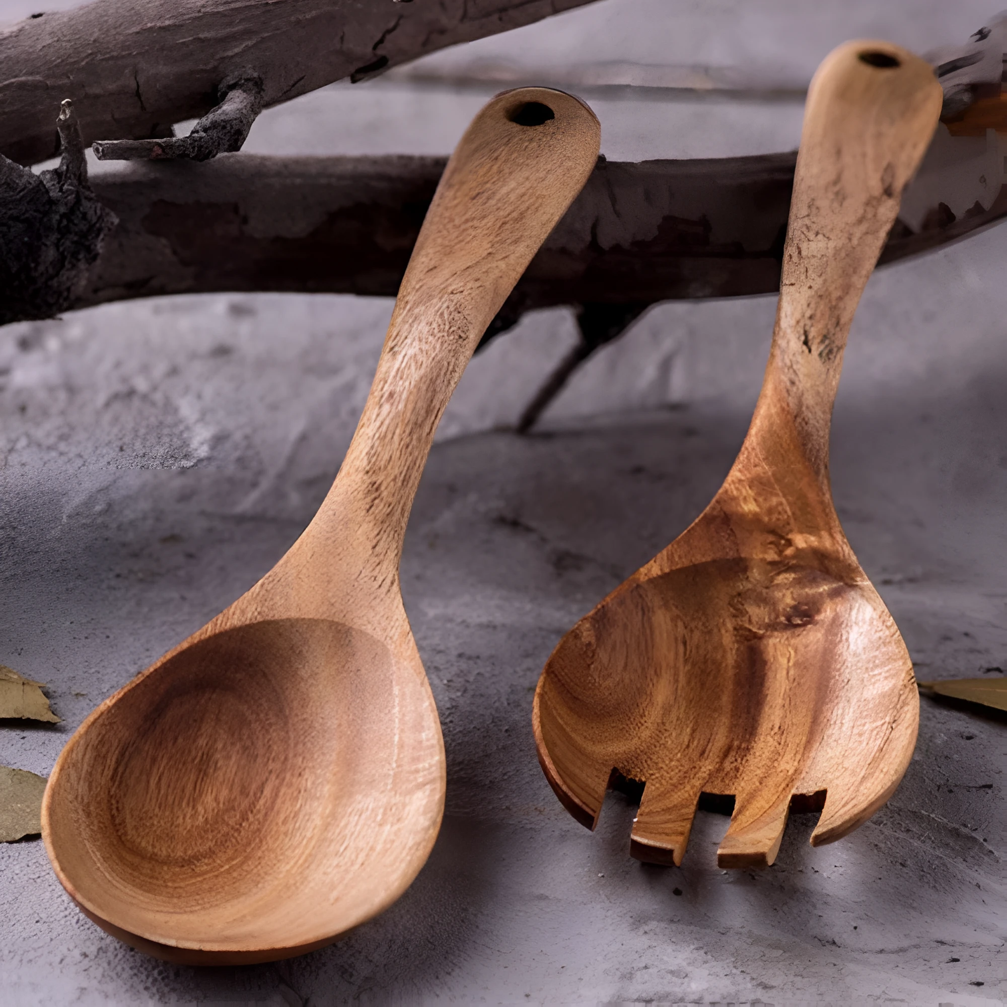 Rustic Teak Salad Serving Set | 2 Pcs by Casa & Beyond