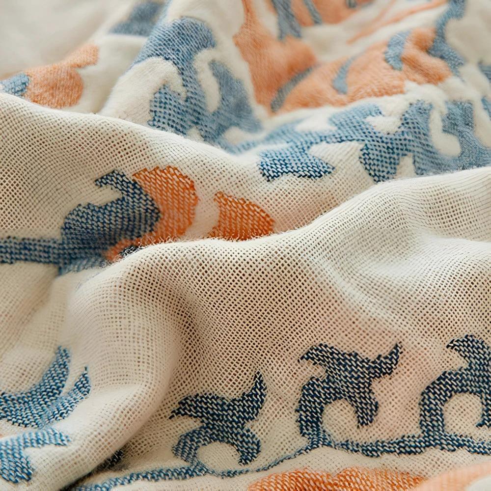 Rustic Floral Cotton Reversible Blanket by Casa & Beyond