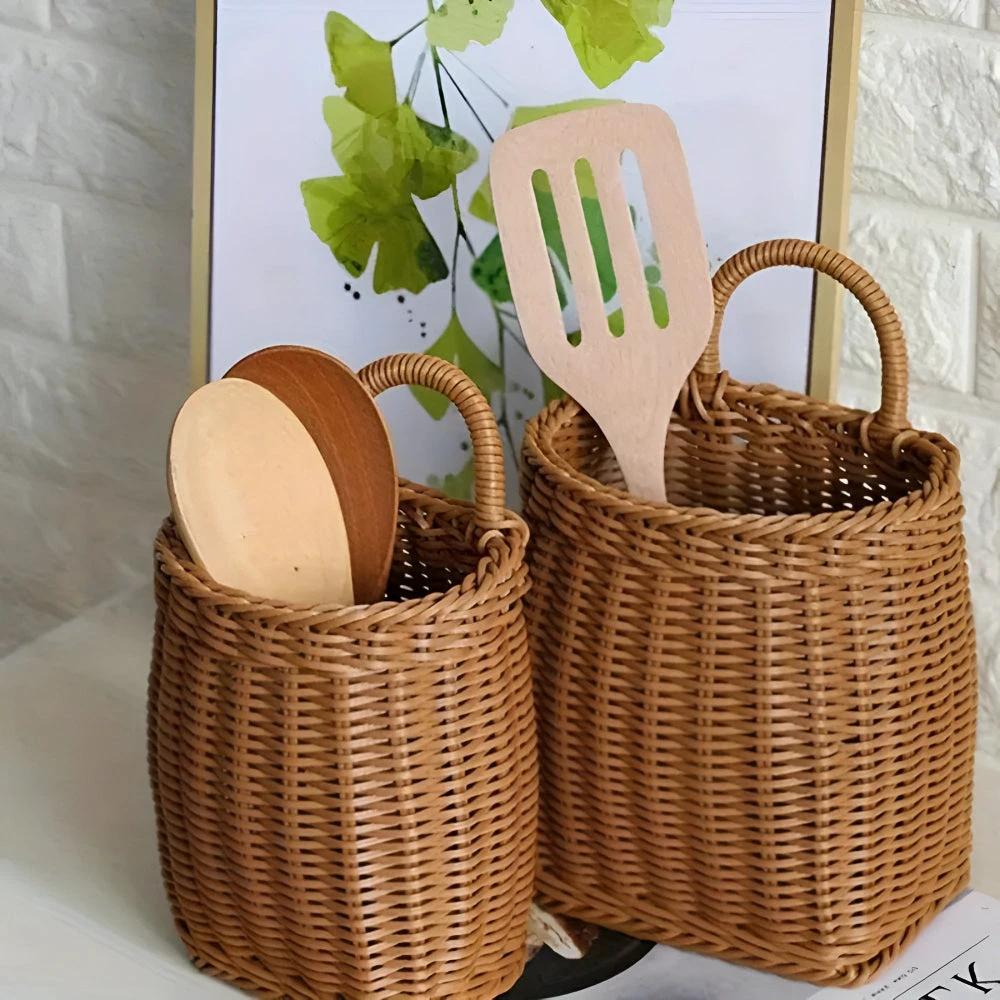 Willow Rattan Woven Storage Basket by Casa & Beyond