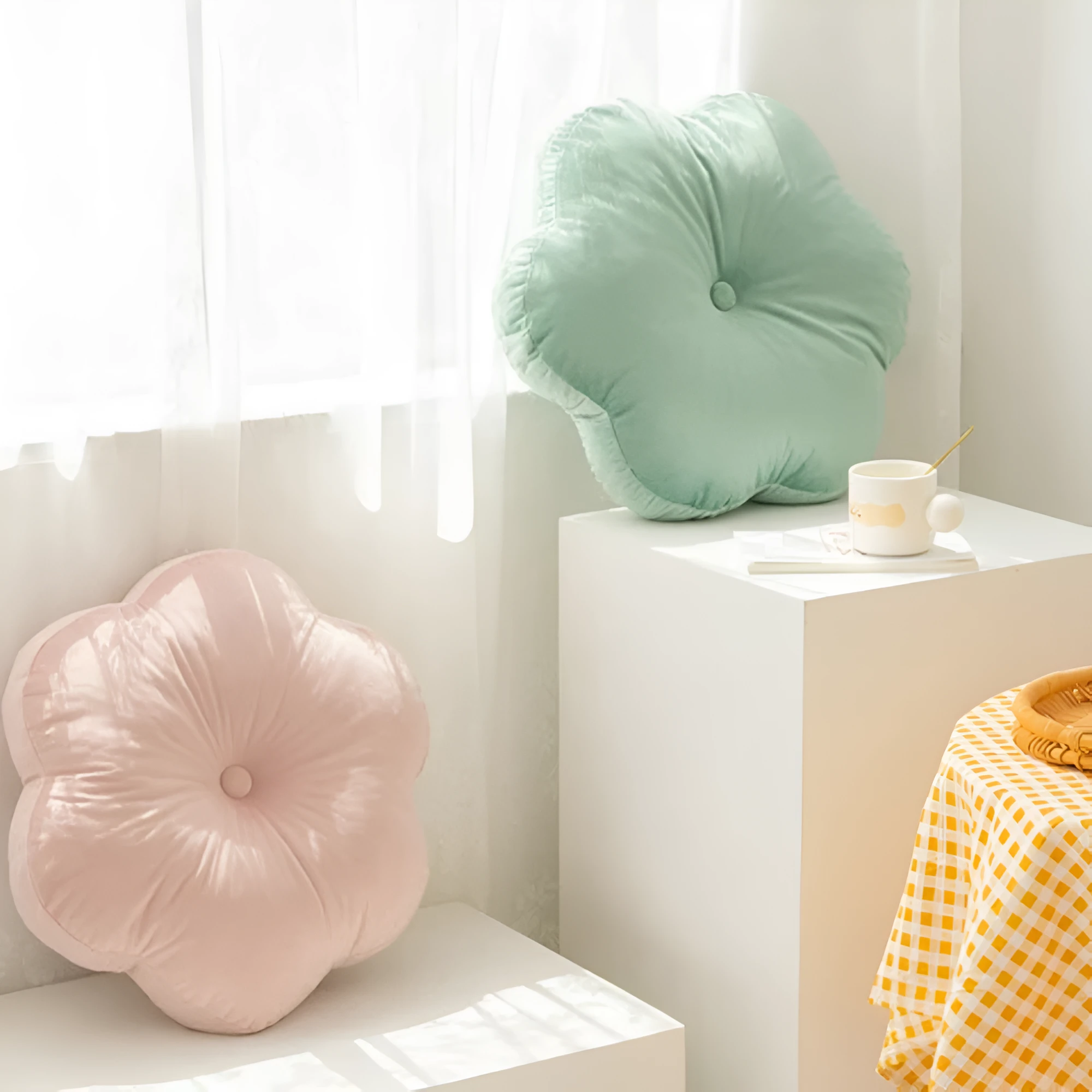 Plush Flower-Shaped Velvet Cushion by Casa & Beyond