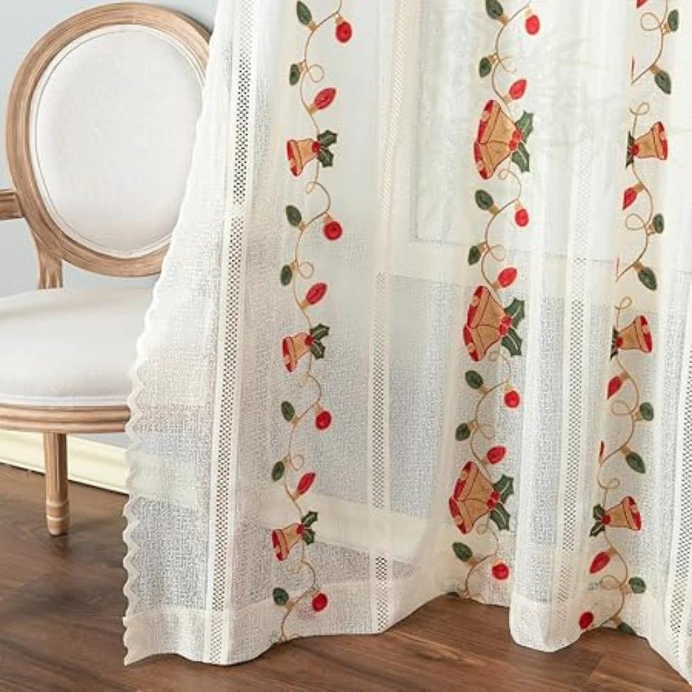 Festive Red Bell Curtains by Casa & Beyond