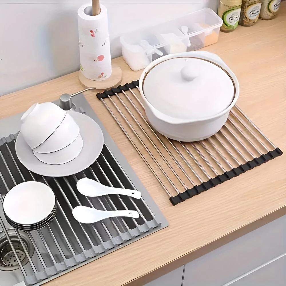 Stainless Steel Dish Drying Rolling Rack by Casa & Beyond