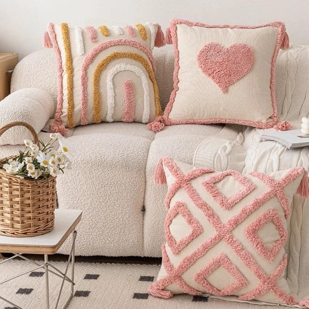 Tassel-Trimmed Boho Floral Cushions by Casa & Beyond