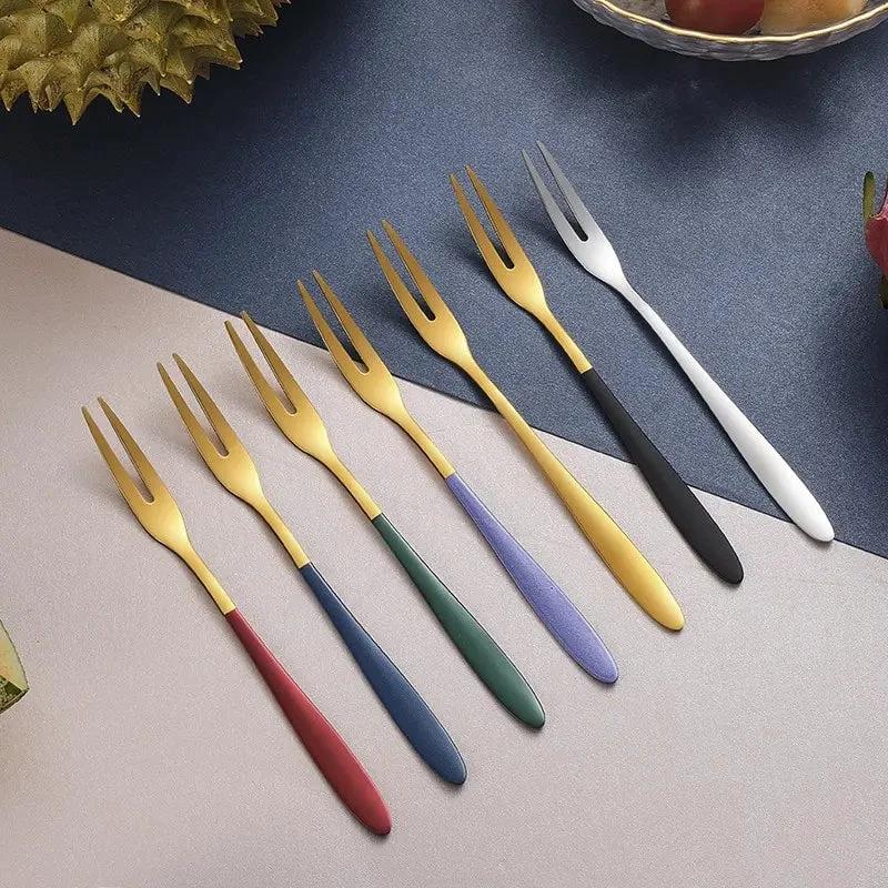 7pcs Stainless Steel Fruit Fork Dessert Cake Forks Salad Fork by Bowlift