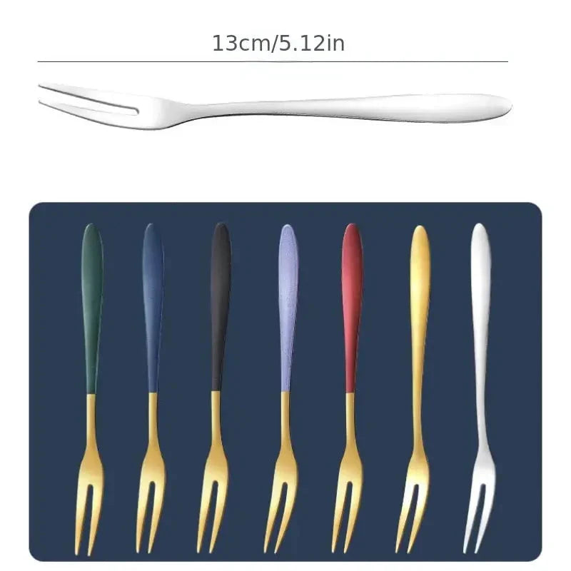 7pcs Stainless Steel Fruit Fork Dessert Cake Forks Salad Fork by Bowlift