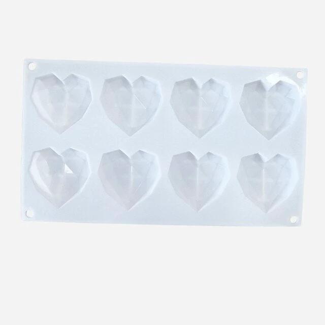 8 Cavity Diamond Heart Silicone Cake Molds Heart Shape Molds by Bowlift