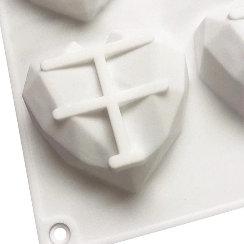 8 Cavity Diamond Heart Silicone Cake Molds Heart Shape Molds by Bowlift