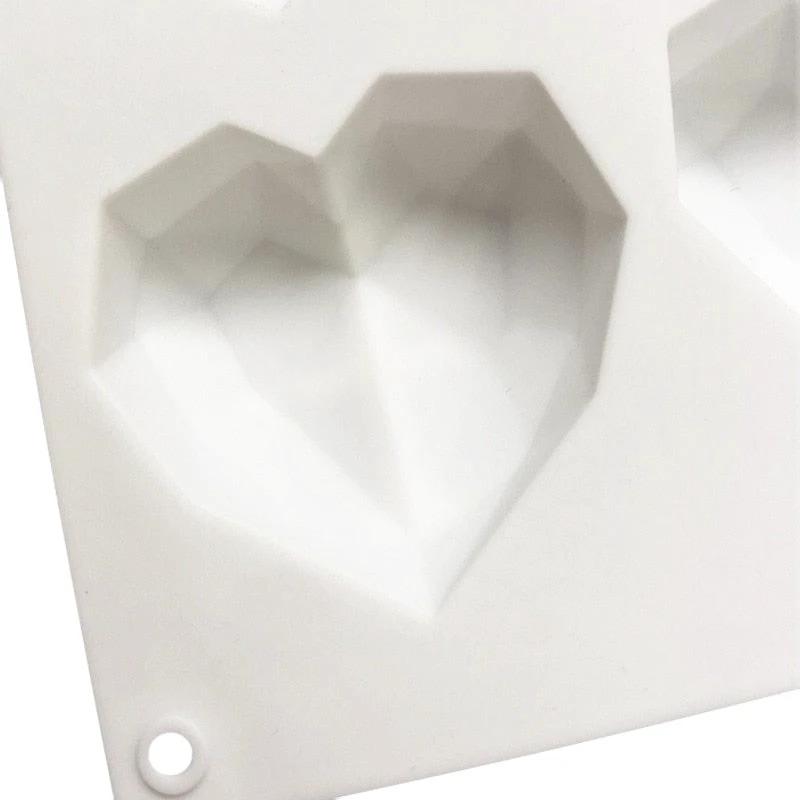 8 Cavity Diamond Heart Silicone Cake Molds Heart Shape Molds by Bowlift