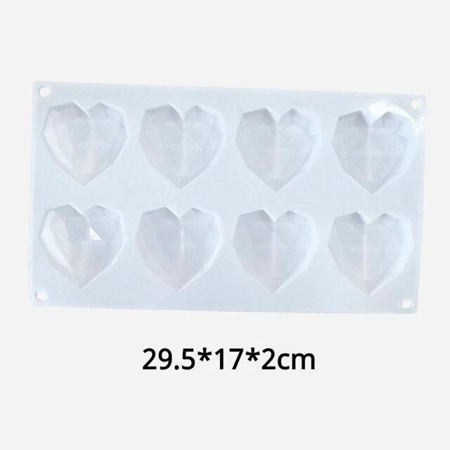 8 Cavity Diamond Heart Silicone Cake Molds Heart Shape Molds by Bowlift