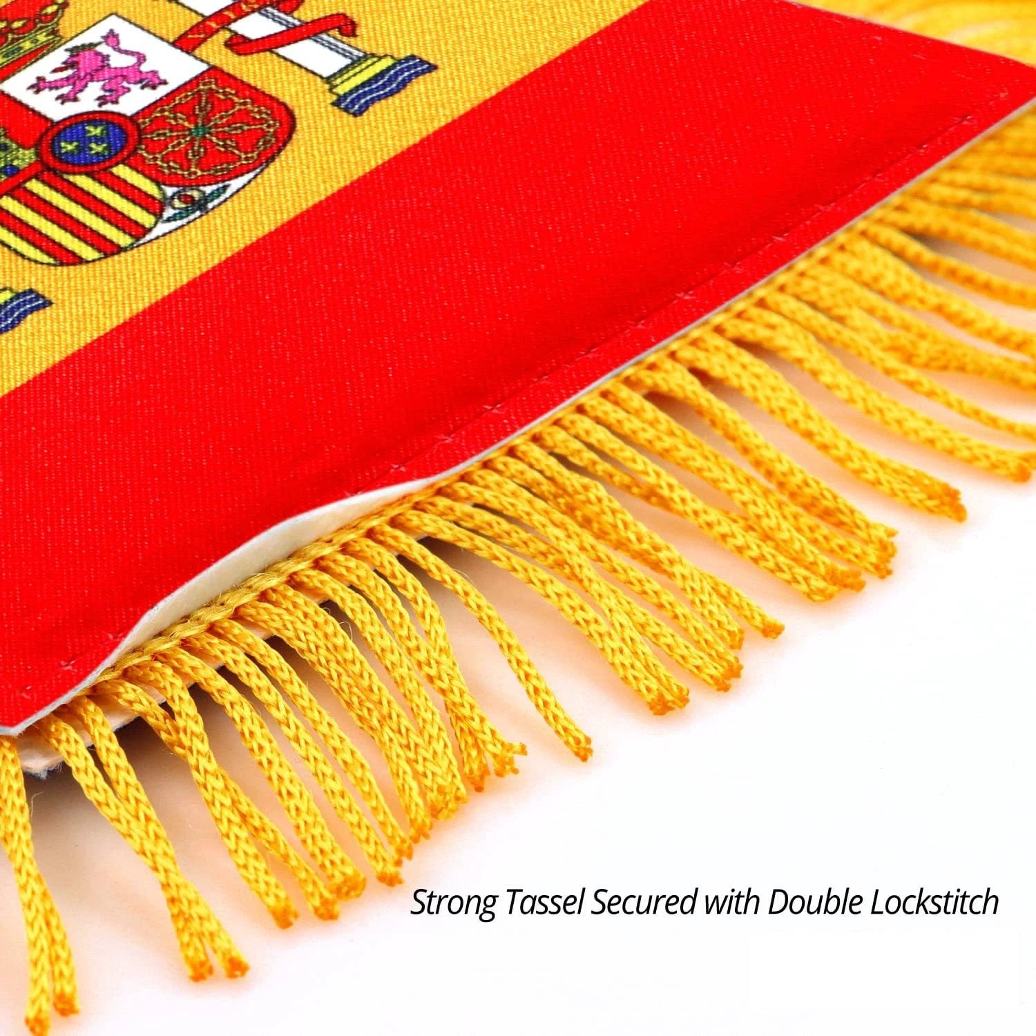 2 Pack-Spain Fringy Window Hanging Flag -4''x6'' Small Mini Spanish Flag Banner for Car Rearview Mirror Décor - Fringed -Spanish Hanging Flag with Suction Cup & Fringy-4x6 '' by flagsshop