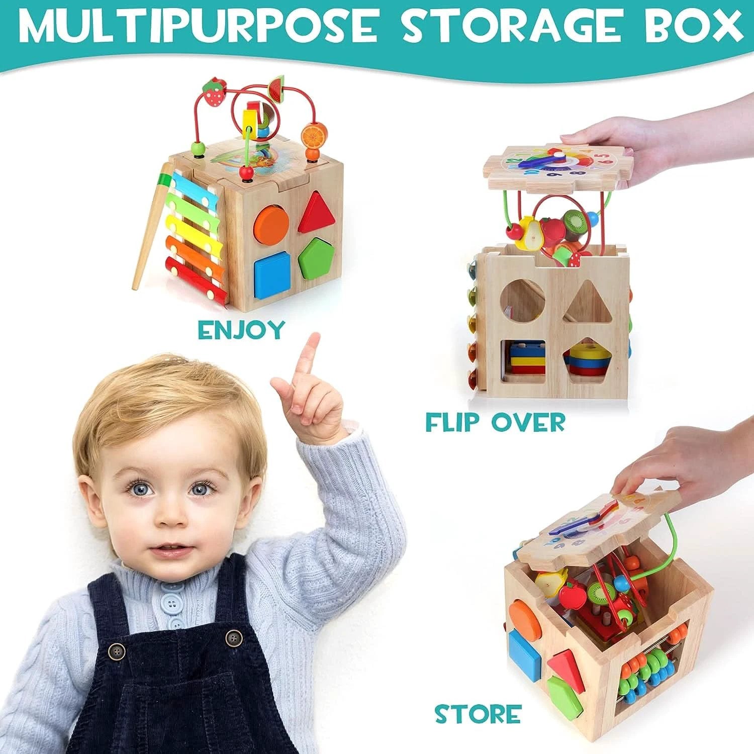 in-1 Montessori toy - multifunctional activity cube for the motor and cognitive development of babies by BowLift