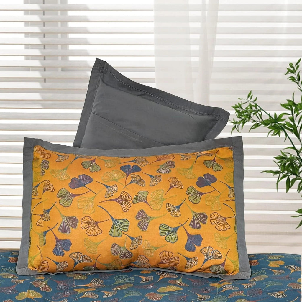 Ginkgo Leaf Embroidered Cotton Pillowcases by Casa & Beyond