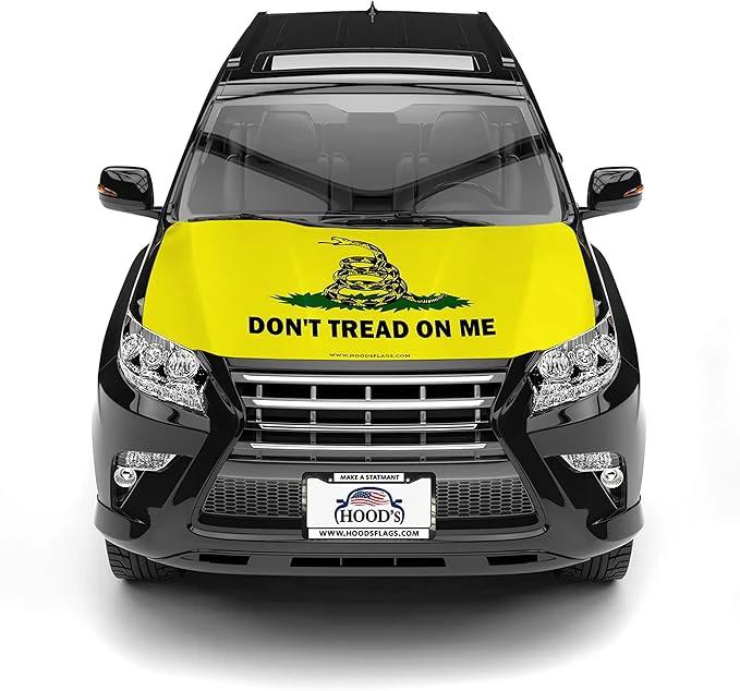 Don't Tread On Me Car Hood Cover Flag ,Engine Flag ,3.3X5ft/6X7FT, 100% Polyester Elastic Fabrics Can be Washed Suitable for large SUV and Pickup Trucks by flagsshop