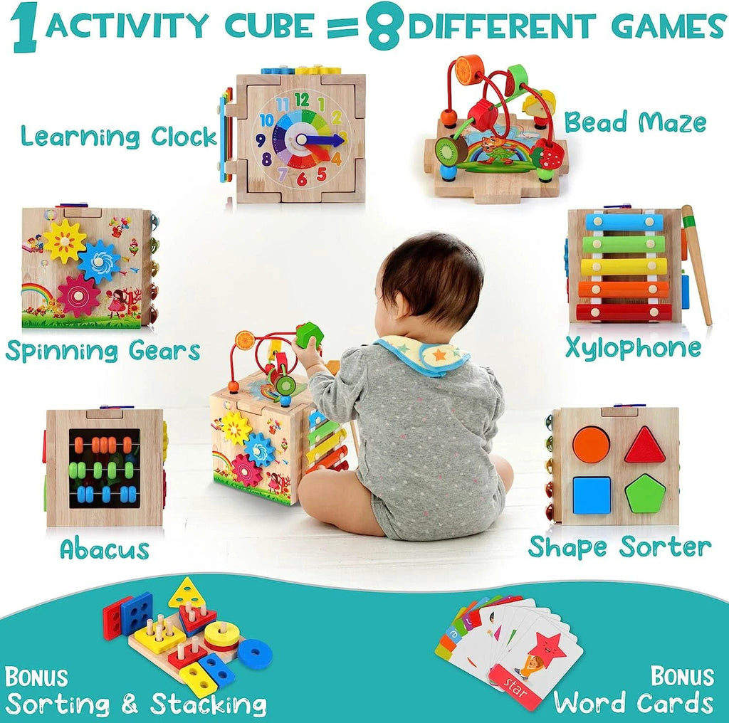 in-1 Montessori toy - multifunctional activity cube for the motor and cognitive development of babies by BowLift