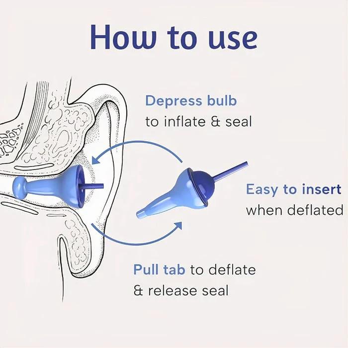 Reusable Inflatable Earplugs | Noise Cancelling & Waterproof | Medical Silicone | 35dB by BowLift