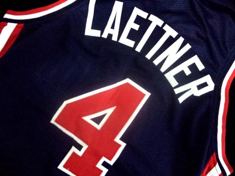 Christian Laettner Jersey #4 Team USA Basketball Navy Blue by My store basketball