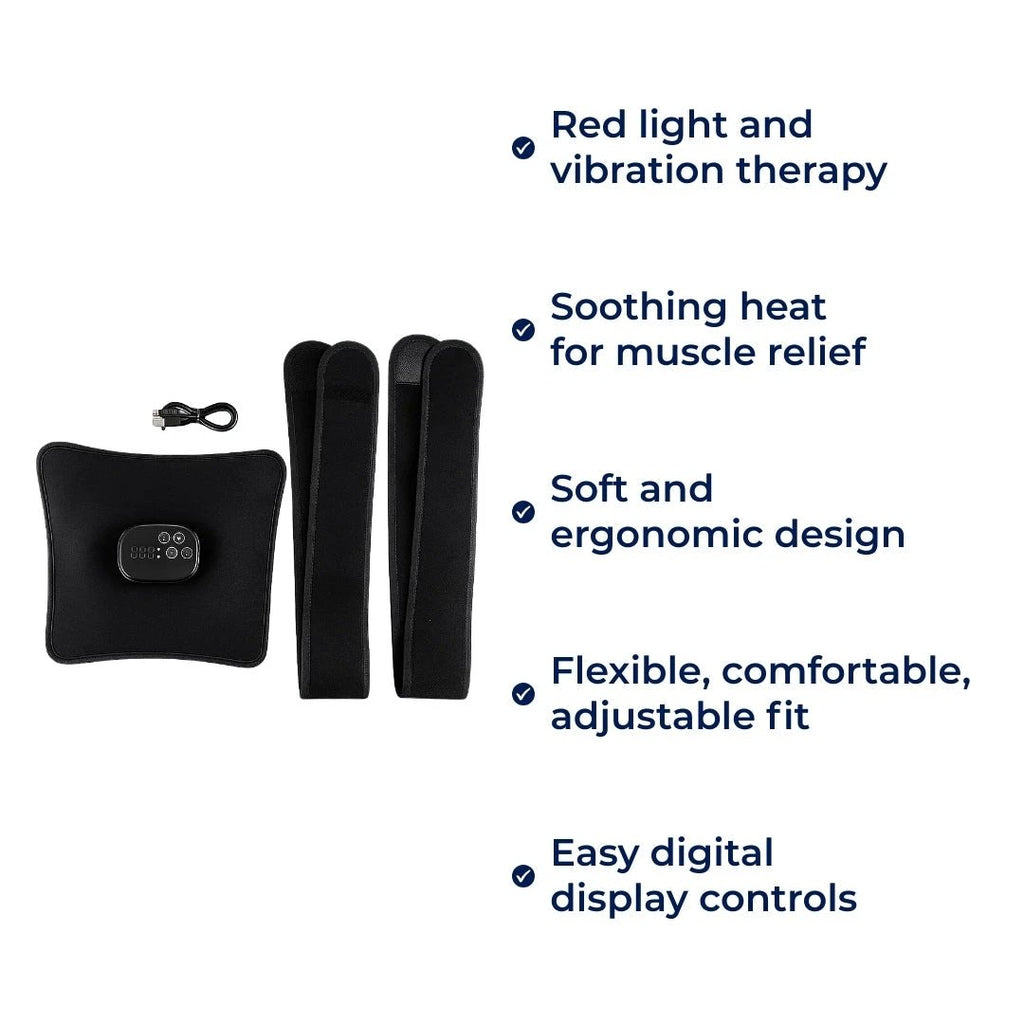Red Light Therapy & Vibration – Rechargeable Heated Wrap – Eases Back Pain, Stiffness & Muscle Aches Bowlift by Bowlift
