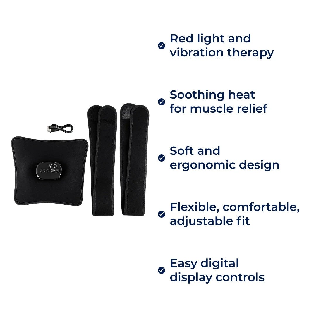 Red Light Therapy & Vibration – Rechargeable Heated Wrap – Eases Back Pain, Stiffness & Muscle Aches Bowlift by Bowlift