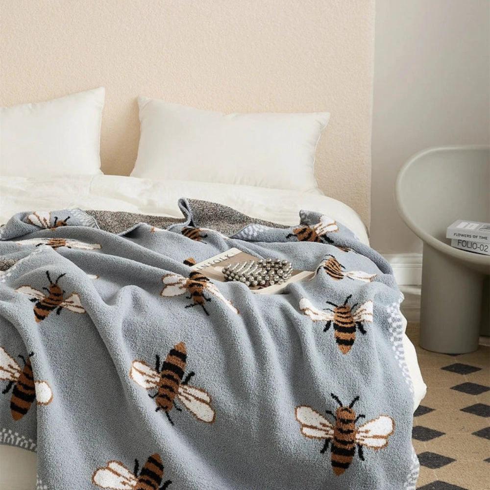 Fuzzy Bee Pattern Throw Blanket by Casa & Beyond